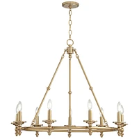 Stiffel Hartley 35" Wide Warm Antique Gold 9-Light Ring Chandelier