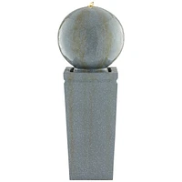 Ball and Pillar Modern Outdoor Bubbler Floor Fountain with Light Led 34 1/4" High Gray Faux Stone for Garden Patio Yard Deck Home Lawn Porch House Rel