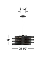 Possini Euro Design Zia Black Gold Metal Hanging Chandelier Lighting 25.50" Wide Modern Industrial 6-Light Fixture for Dining Room House Home Foyer Ki