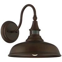 Gough Rustic Industrial Farmhouse Outdoor Barn Light Fixtures Set of 2 Bronze Dusk To Dawn Motion Sensor Dark Sky 12 1/2" for Exterior House Porch Pat