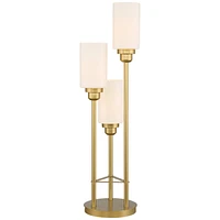 Malone Modern Glam Luxury Tree Table Lamp 30 1/2" Tall Brass Gold Metal 3-Light White Glass Cylinder Shades for Living Room Bedroom House Bedside Nigh