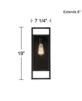 Jericho Modern Industrial Outdoor Wall Light Fixture Textured Black Metal 19" Clear Glass Panel for Exterior House Porch Patio Outside Deck Garage Yar