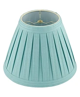 Turquoise Linen Box Pleat Medium Empire Lamp Shade 7" Top x 14" Bottom x 11" Slant x 11" High (Spider) Replacement with Harp and Finial