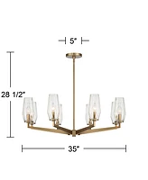 Possini Euro Design Byzantium Warm Gold Hanging Chandelier 35" Wide Farmhouse Industrial Rustic Clear Glass Shade 8-Light Fixture for Dining Room Livi