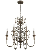 Kathy Ireland Bronze Beige Chandelier Lighting 28" Wide Rustic French Scrolled Tiers Frame 6-Light Fixture for Dining Room House Home Foyer Kitchen En