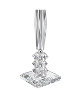 Mitzie Traditional Table Lamp 25.5" High Clear Crystal Glass Cut Column Geneva White Fabric Square Shade Decor for Living Room Bedroom House Bedside N