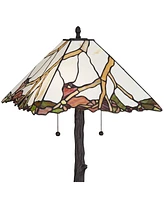 Southwestern Tiffany Style Table Lamp 26" High Dark Bronze Brown Cherry Blossom Antique Stained Glass Shade Decor for Living Room Bedroom House Bedsid