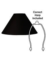 Black Large Chimney Empire Lamp Shade 6" Top x 19" Bottom x 12" Slant (Spider) Replacement with Harp and Finial - Spring crest