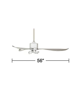 Possini Euro Design 56" Vengeance Modern Indoor Ceiling Fan 3 Blade Led Light Remote Control Chrome Finish Silver Blades Bedroom Living Room Kitchen D