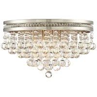 Vienna Full Spectrum Regina Luxury Close To Ceiling Light Flush Mount Fixture 15 1/4" Wide Brushed Nickel Tiered Clear Crystal Droplets Shade Bedroom