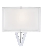 Proxima Modern Table Lamp 28" Tall Chrome Silver Crisscrossing Metal Sheer Outer White Inner Rectangular Shade for Bedroom Living Room House Bedside N