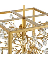 Possini Euro Design Carrine Light Brass Gold Pendant Chandelier Lighting 15 1/4" Wide Modern Clear Crystal Accents 4