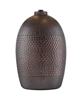 Byron Rustic Farmhouse Industrial Table Lamp 27.5" Tall Hammered Textured Bronze White Fabric Drum Shade Decor for Living Room Bedroom House Bedside N