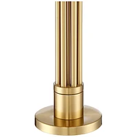 Granview Modern Table Lamp 32 1/2" Tall Brass Column Taupe Organza Outer Off White Linen Inner Drum Shade for Bedroom Living Room House Bedside Nights