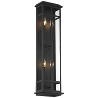 Possini Euro Design Metrix 30" High Farmhouse Rustic Modern Rectangular Outdoor Wall Light Fixture Mount Porch House Exterior Outside 4-Light Edison B