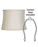 Set of 2 Creme White Medium Drum Lamp Shades 14" Top x 16" Bottom x 12" High (Spider) Replacement with Harp and Finial - Imperial Shade