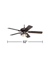 52" Orb Modern Industrial Indoor Outdoor Ceiling Fan with Led Light Oil Rubbed Bronze Brown Frosted Glass Bowl Cage Wet Rated for Patio Exterior House