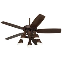 52" Journey Retro Indoor Ceiling Fan with Light Kit Led Dimmable Remote Control Oil Rubbed Bronze Adjustable 5-Light for House Bedroom Living Room Hom