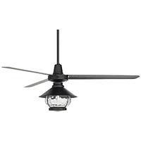 60" Turbina Dc Modern Industrial Outdoor 3 Blade Ceiling Fan with Led Light Remote Control Matte Black Cage Damp Rated for Patio Exterior House Home P