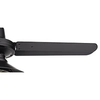 44" Plaza Dc Mid Century Modern Industrial 3 Blade Indoor Outdoor Ceiling Fan with Light Led Remote Control Matte Black Glass Damp Rated Patio Exterio