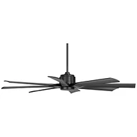 Possini Euro Design 60" Defender Modern Indoor Outdoor Ceiling Fan with Remote Control Matte Black Damp Rated for Patio Exterior House Home Porch Gaze