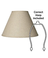 Set of 2 Empire Lamp Shades Fine Burlap Medium 6.5" Top x 15" Bottom x 10.75" Slant x 10" High Spider with Replacement Harp and Finial Fitting