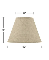 Set of 2 Empire Lamp Shades Fine Burlap Small 6" Top x 12" Bottom x 9" Slant Spider with Replacement Harp and Finial Fitting - Springcrest