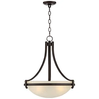 Regency Hill Mallot Oil Rubbed Bronze Pendant Chandelier 20" Wide Champagne Crackle Glass Bowl Shade 4-Light Fixture for Dining Room House Foyer Entry