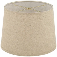 Set of 2 Hardback Drum Lamp Shades Burlap Linen Medium 11" Top x 13" Bottom x 9.5" High Spider with Replacement Harp and Finial Fitting