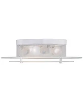 Modern Ceiling Light Flush-Mount Fixture 15 3/4" Wide Gleaming White 3-Light 2-Tier Clear Frosted Glass for Bedroom Kitchen Living Room Hallway Dining