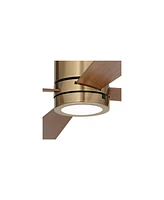 Casa Vieja 52" Revue Modern Indoor Hugger Ceiling Fan with Led Light Remote Control Bronze Soft Brass Opal Glass for Living Room Kitchen House Bedroom