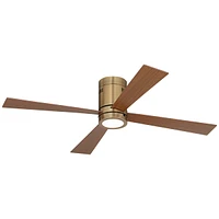 Casa Vieja 52" Revue Modern Indoor Hugger Ceiling Fan with Led Light Remote Control Bronze Soft Brass Opal Glass for Living Room Kitchen House Bedroom