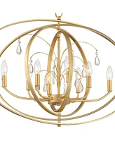 Possini Euro Design Tiller Gold Leaf Pendant Chandelier Lighting 32" Wide Modern Clear Crystal Accents 8-Light Fixture for Dining Room House Home Foye