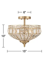 Vienna Full Spectrum Ibeza Modern Ceiling Light Semi Flush-Mount Fixture 15" Wide Soft Gold Metal Faceted Clear Crystal for Bedroom Kitchen Living Roo