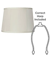 Set of 2 Softback Tapered Drum Lamp Shades Off-White Medium 12" Top x 14" Bottom x 10" Slant Spider with Replacement Harp and Finial Fitting