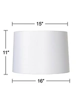 Set of 2 Hardback Drum Lamp Shades White Medium 15" Top x 16" Bottom x 11" High Spider with Replacement Harp and Finial Fitting - Spring crest