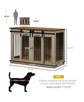 PawHut Modern Dog Crate End Table with Divider Panel