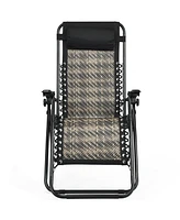 Gymax Folding Rattan Patio Zero Gravity Lounge Chair Recliner with Headrest