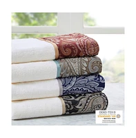 Home Outfitters 100% Cotton 6 Piece Jacquard Bath Towel Set , Absorbent, Bathroom Spa Towel, Traditional