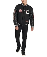 Champion Men's Logo-Patch Mixed-Media Varsity Jacket