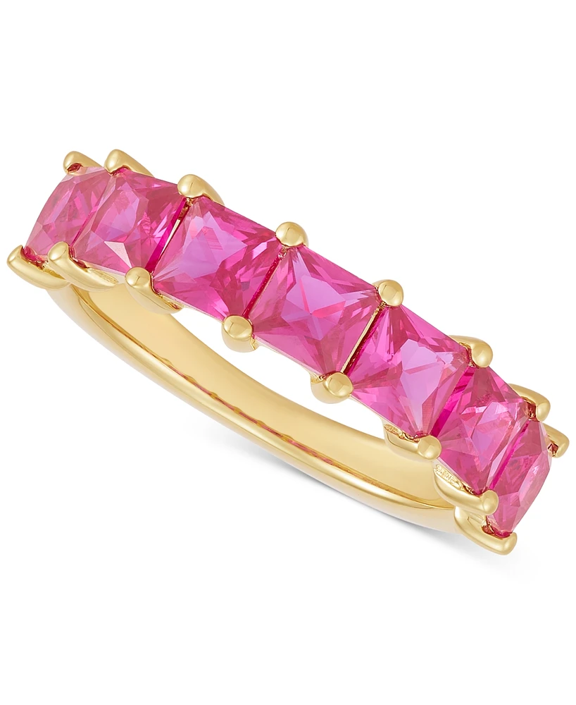 Lab-Grown Ruby Princess-Cut Seven Stone Band (2-7/8 ct. t.w.) in 14k Gold-Plated Sterling Silver