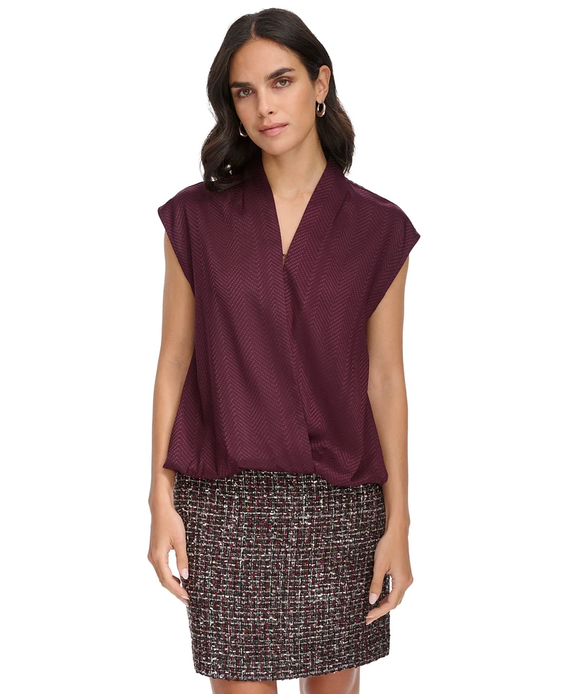 Calvin Klein Women's Cap-Sleeve Faux-Wrap Blouse