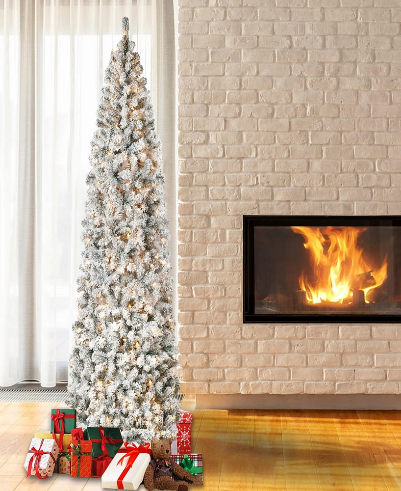National Tree Company First Traditions Acacia Flocked Tree 9 ft