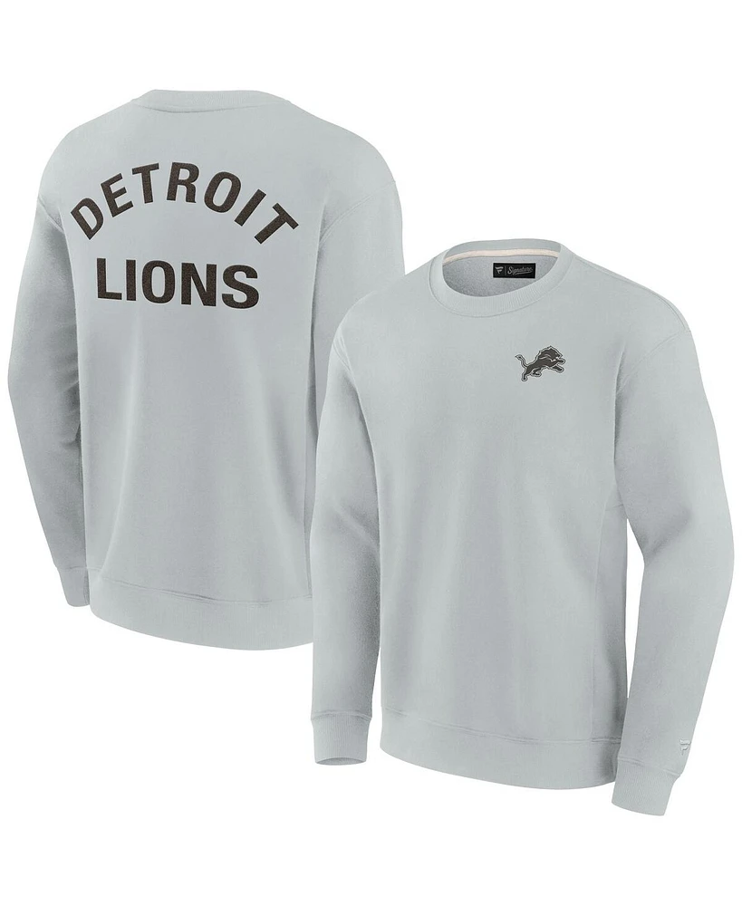 Fanatics Signature Men's and Women's Gray Detroit Lions Super Soft Pullover Crew Sweatshirt