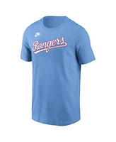 Nike Men's Light Blue Texas Rangers Cooperstown Wordmark T-Shirt