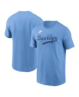 Nike Men's Light Blue Brooklyn Dodgers Cooperstown Wordmark T-Shirt