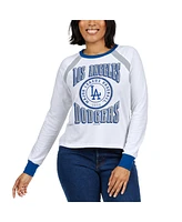 Wear by Erin Andrews Women's White Los Angeles Dodgers Raglan Long Sleeve T-Shirt