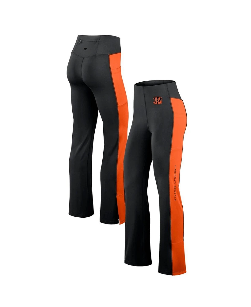 Fanatics Signature Women's Black Cincinnati Bengals Studio Fitted Flared Leggings