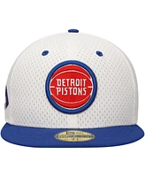 New Era Men's White/Blue Detroit Pistons Throwback 2Tone 59FIFTY Fitted Hat