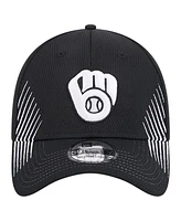 New Era Men's Black Milwaukee Brewers Active Dash Mark 39THIRTY Flex Hat